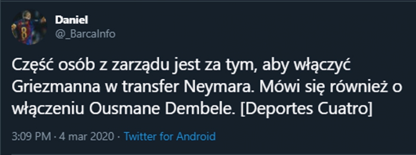 TYCH zawodników może włączyć Barca w transfer Neymara